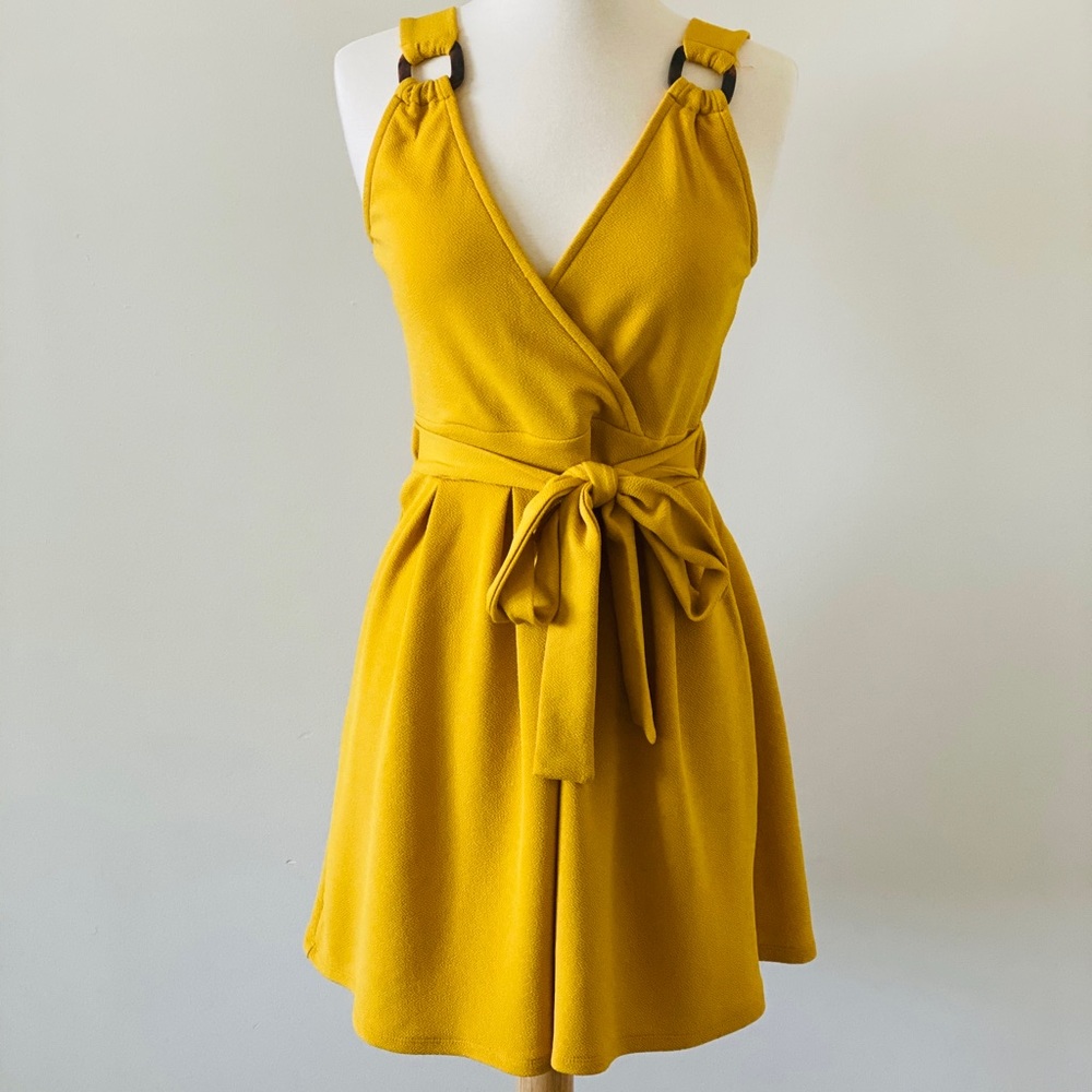 Blu Pepper A-Line Mustard Dress